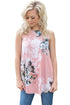 Sexy Pink Floral Print High Neck Tank Top